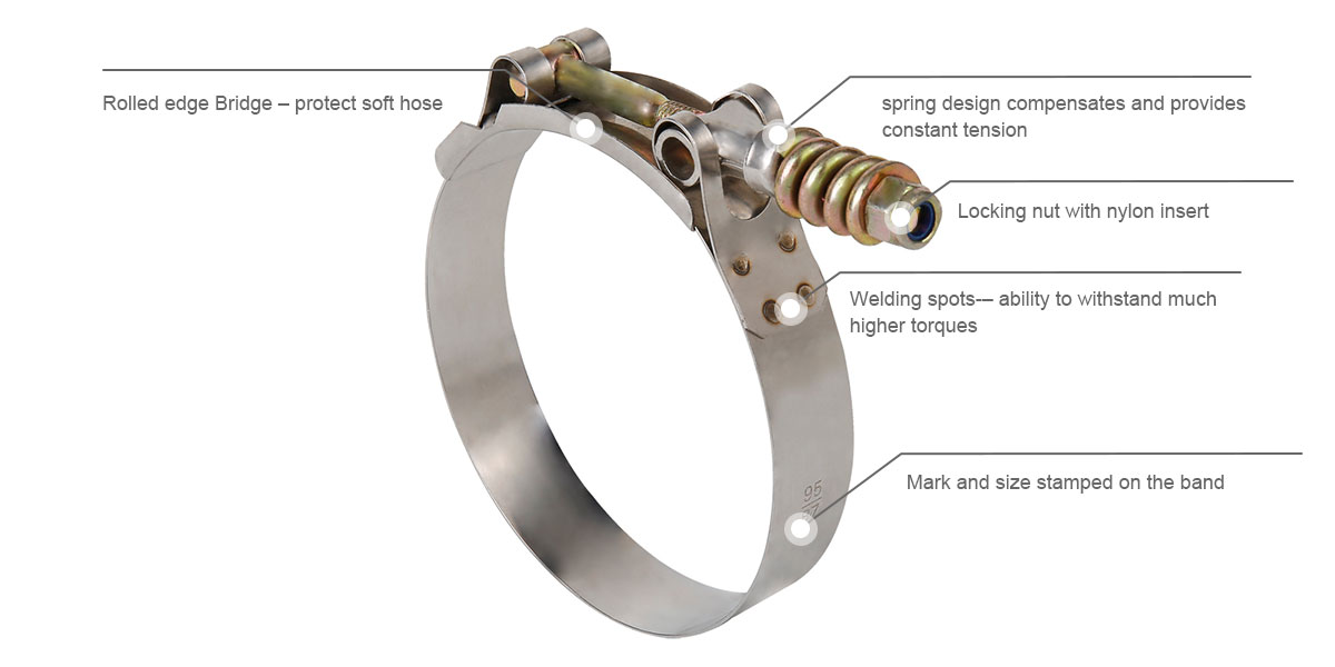 China Spring Loaded Tbolt Clamps Manufacturer Kingsun Hose Clamp